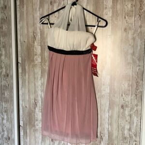 NWT Pink & Cream Halter Dress SMALL